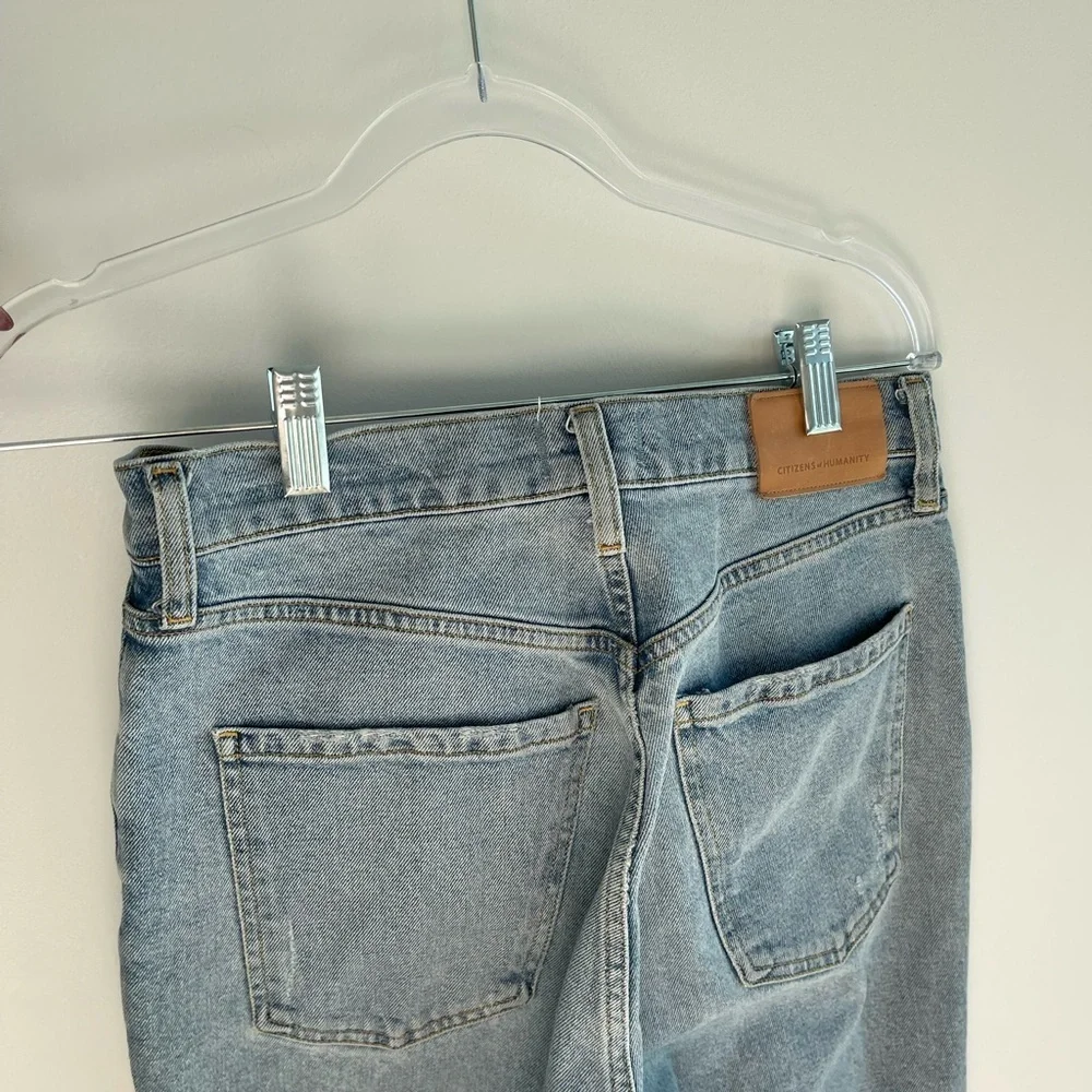Citizen of Humanity Blue Denim Jeans Straight Leg Raw Hem